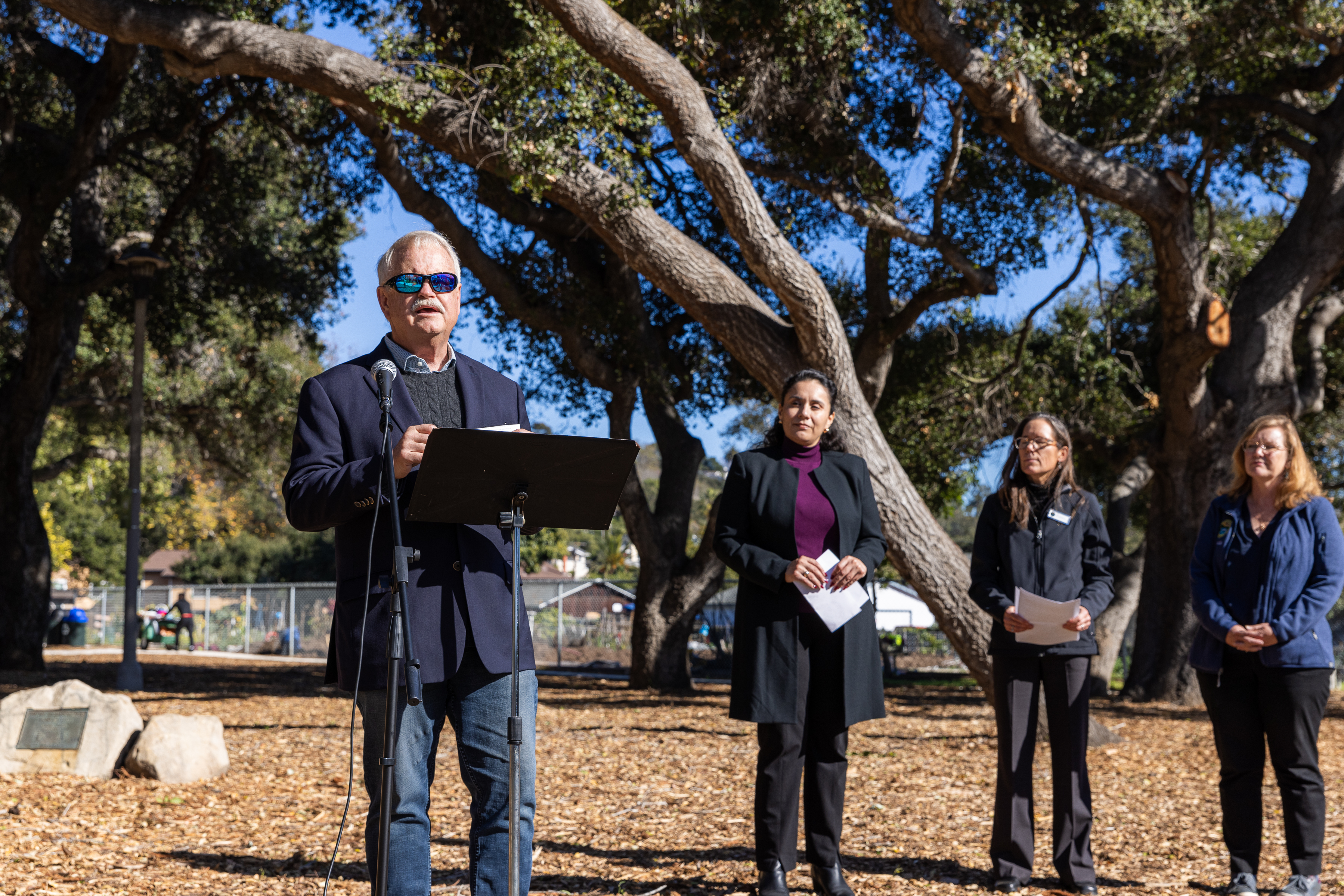 Mayor Randy Rowse speaks in front of Eastside Neighborhood Park