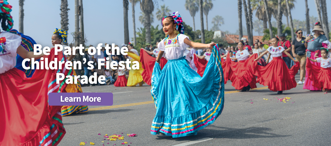 Text reads: Be part of the Children's Fiesta Parade
