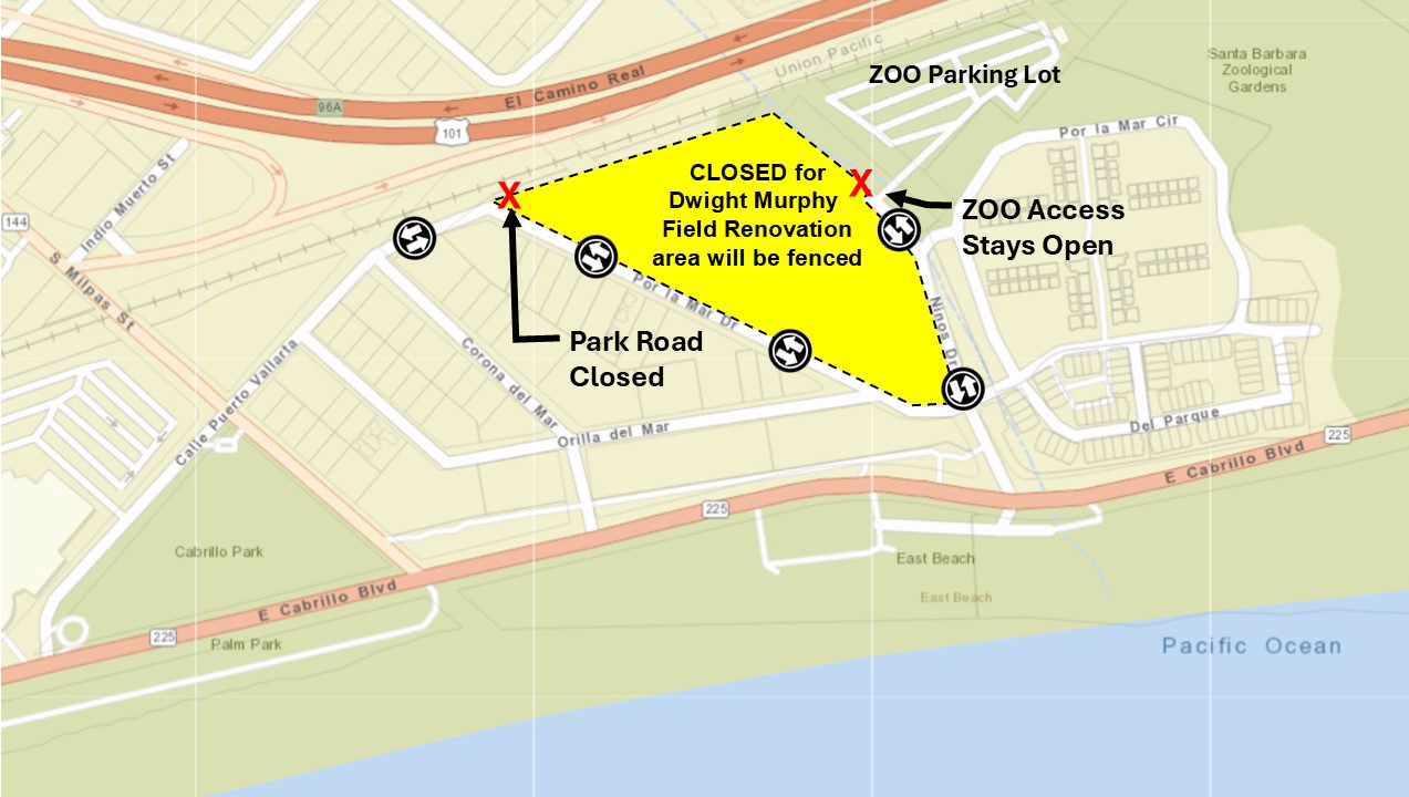A map showing road closures during construction