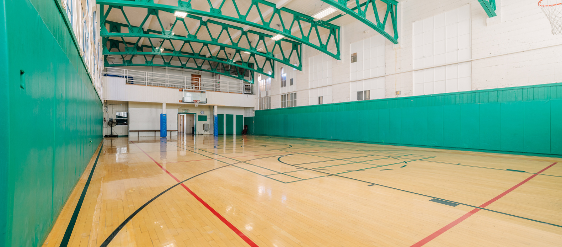 Image of the indoor court at the Carrillo Street Gymnasium