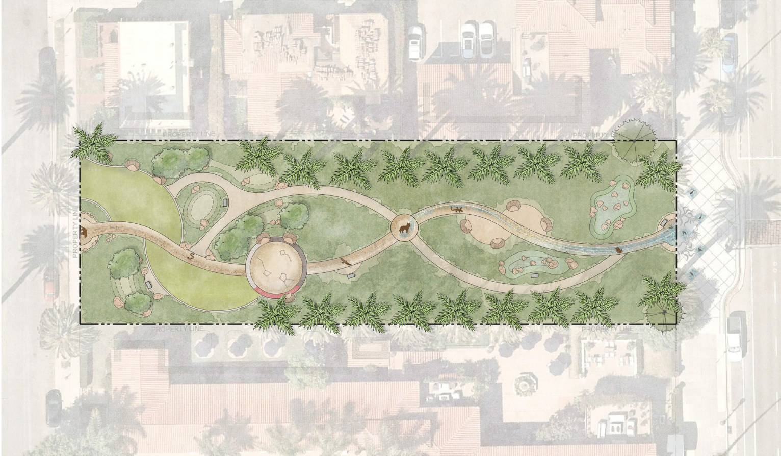 Illustrated site plan of Chumash Cultural Project at Ambassador Park