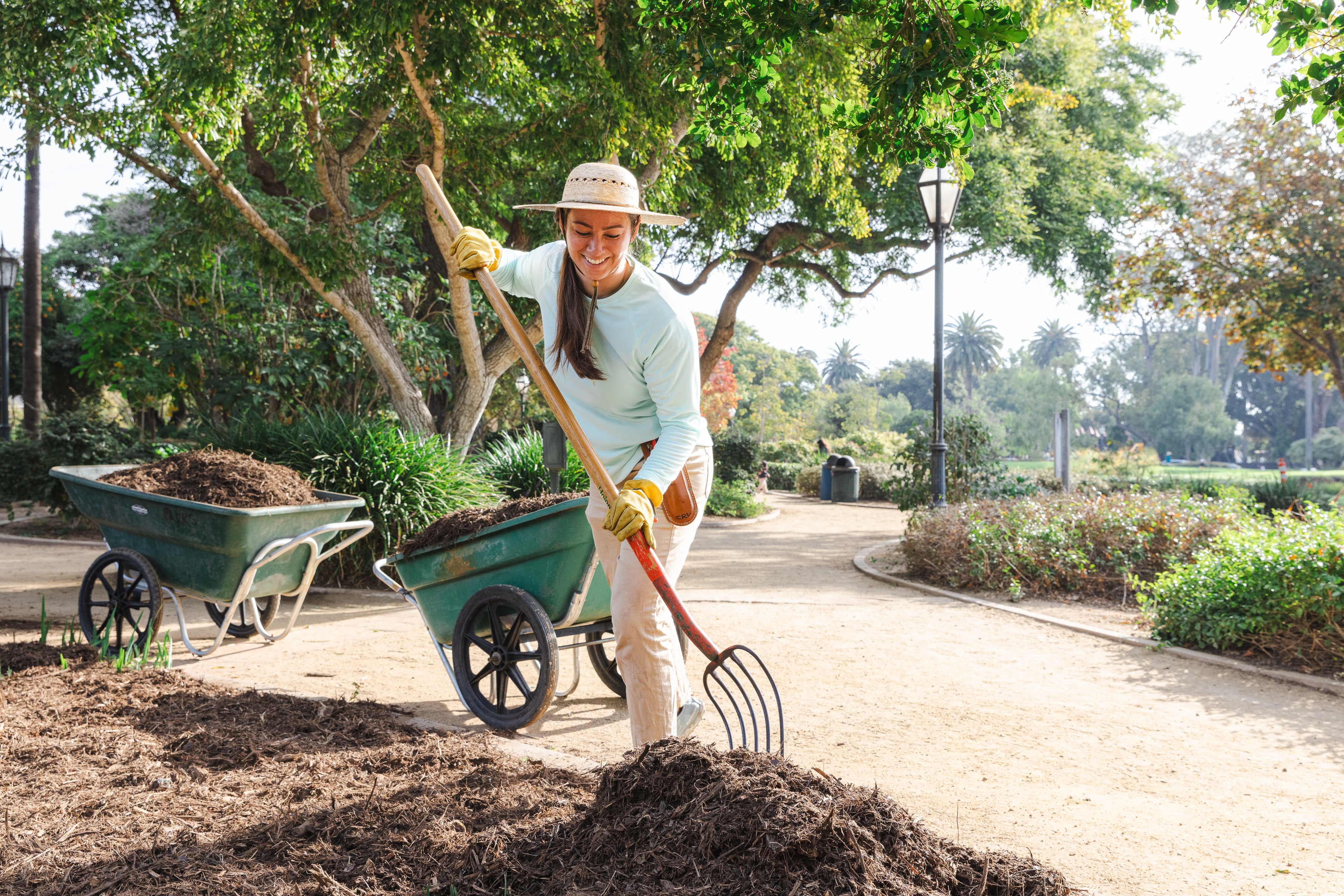 Volunteer gardening at the Alice Keck Memorial Garden 