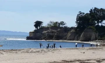 Beachgoers enjoy Leadbetter Beach