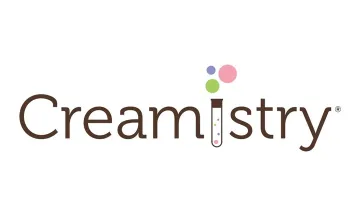 Creamistry logo with a test tube in place of the "I"