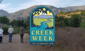 Creek Week logo with photo of community members touring Barger Canyon