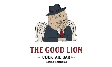 The Good Lion logo featuring a lion in a suit with wings and a cocktail