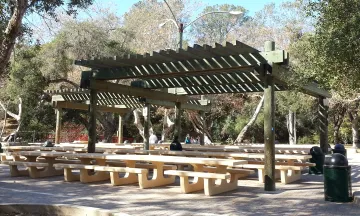 Main Picnic Site at Oak Park with tables and pergola