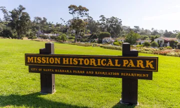 Wooden sign and Missional Historical Park