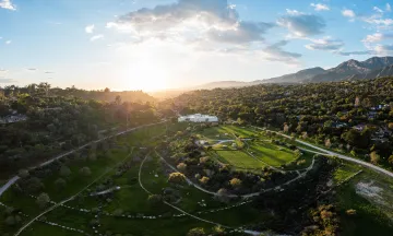 Sheffield Reservoir aerial view at sunset
