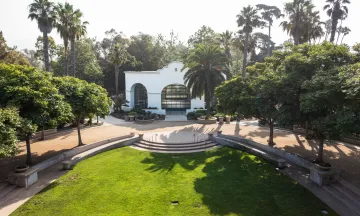 Aerial view of the Carousel House and grassy lawn