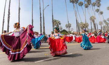 Young dancers along Cabrillo Boulevard during the Children's Fiesta Parade