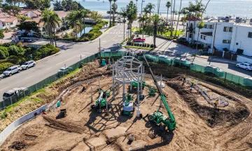 Aerial shot of construction at Dwight Murphy Field