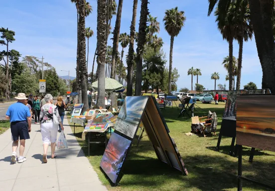 Community members attend the Santa Barbara Arts & Crafts Show along Cabrillo Boulevard