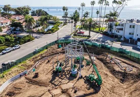Aerial shot of construction at Dwight Murphy Field