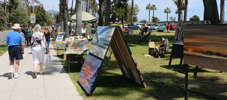 Community members attend the Santa Barbara Arts & Crafts Show along Cabrillo Boulevard