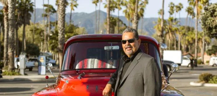 Pepe Marquez in front of a classic truck