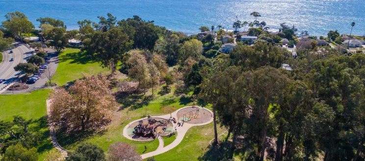 La Mesa Park aerial view with ocean in background