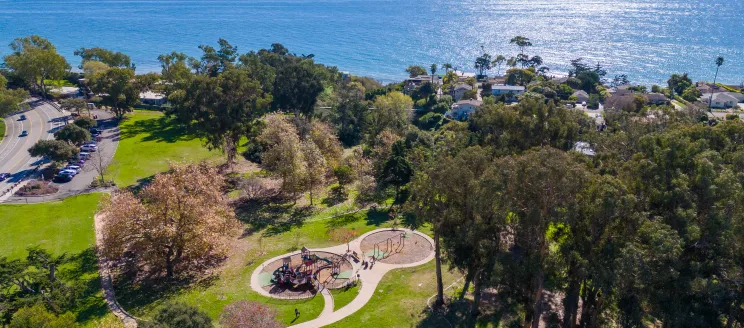 La Mesa Park aerial view with ocean in background