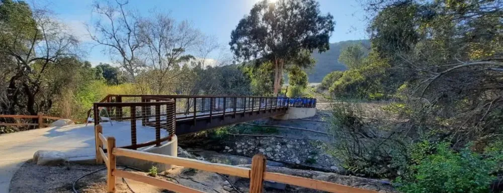 New bridge over arroyo burro leading to the open space
