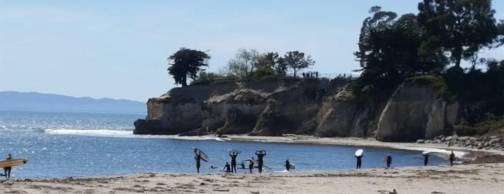 Beachgoers enjoy Leadbetter Beach