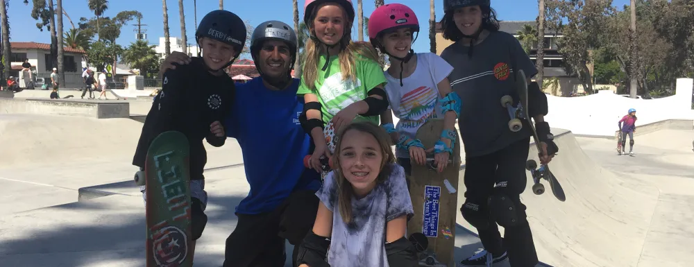 Kids and City staff at the Skate Park