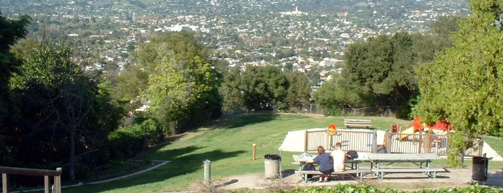 Picnic site at Hilda Ray McIntyre park with view of the City and mountains
