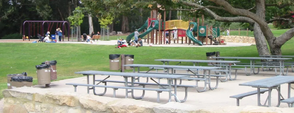 Picnic site at La Mesa Park with playground