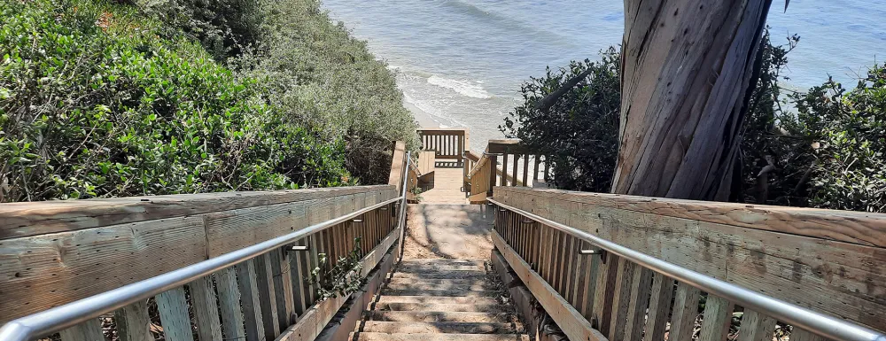 Steps leading from Shoreline Park to the beach below.