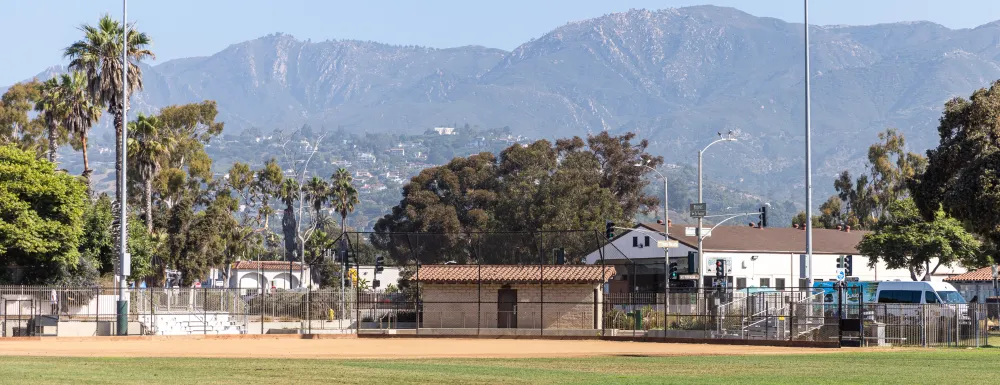 Cabrillo Ball Park softball field with mountain view in background