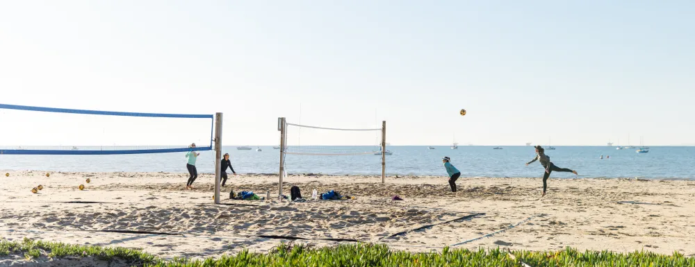 East Beach volleyball court in use by community members