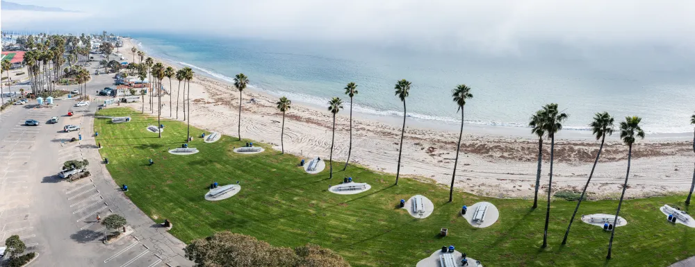 Aerial view of Leadbetter Beach Park 