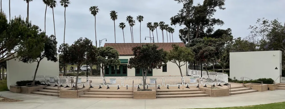 A view of the Casa Las Palmas Patio in August 2024, before construction of the wisteria arbor began