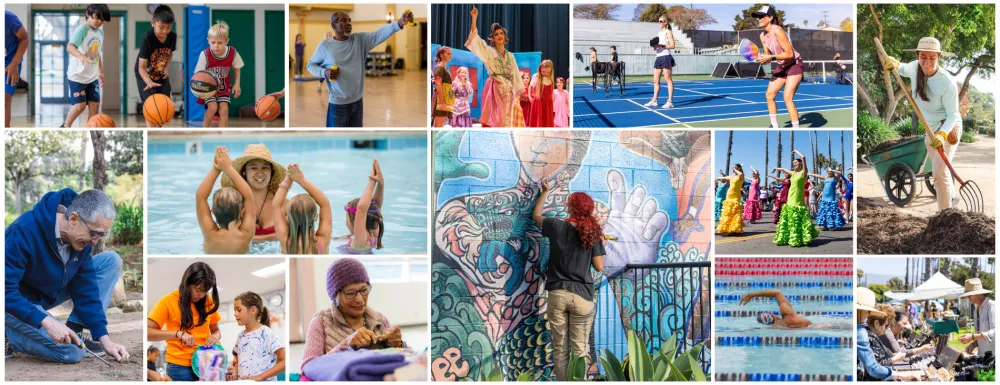 photo collage of youth, teen, adult, and older adult activities