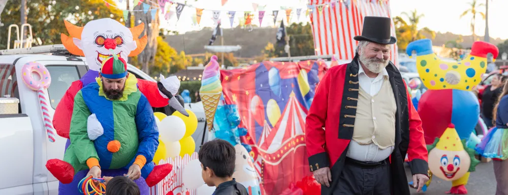 Park Rangers dressed in their carnival costumes at their Trunk or Treat booth