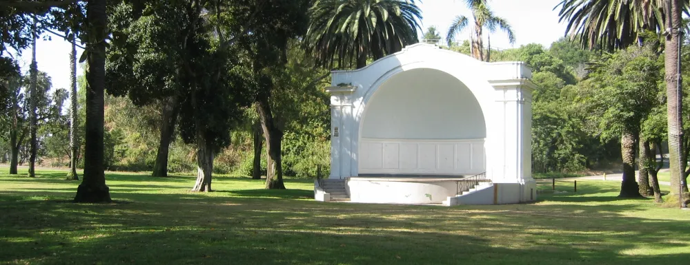 The Plaza del Mar Band Shell was constructed in 1919 to provide a venue for public concerts.