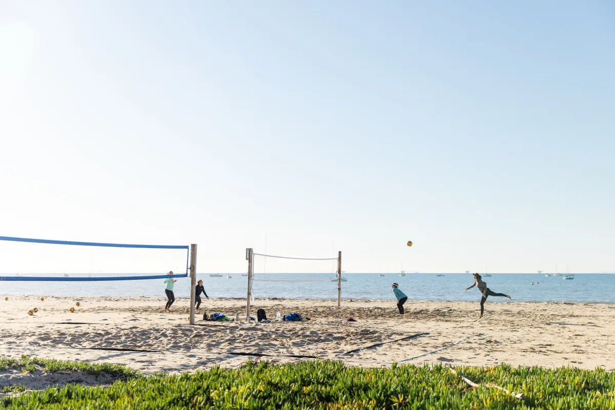 East Beach volleyball court in use by community members
