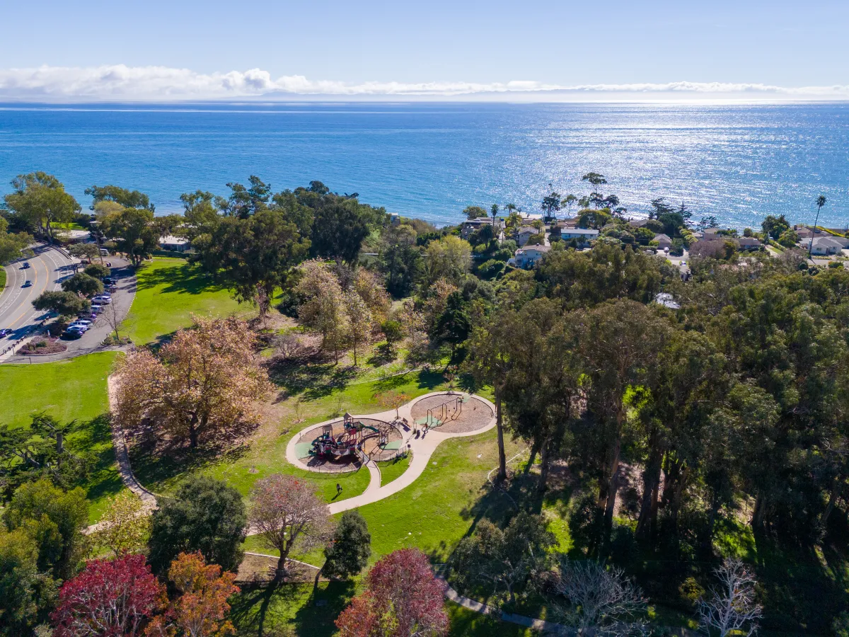 La Mesa Park aerial view with ocean in background