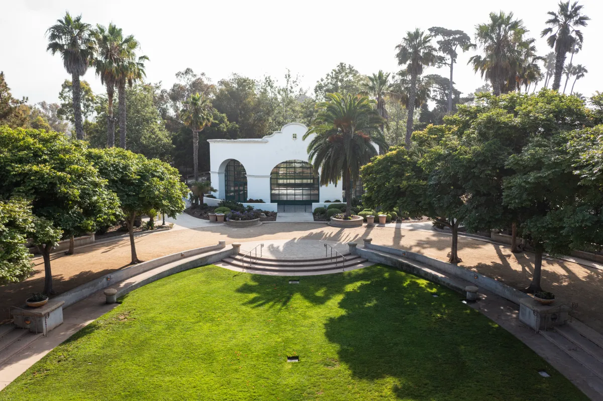 Aerial view of the Carousel House and grassy lawn