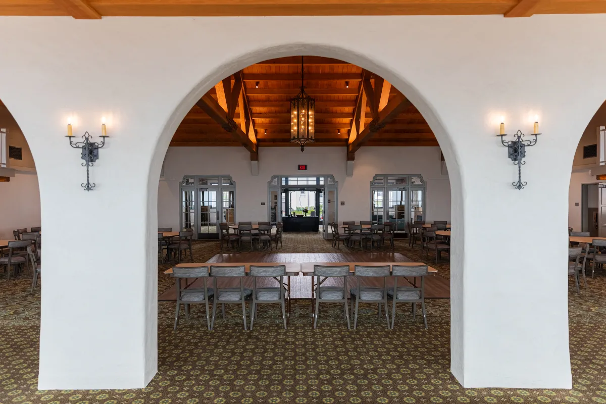 Cabrillo Pavilion Event Center arch ways with sconces on each pillar.