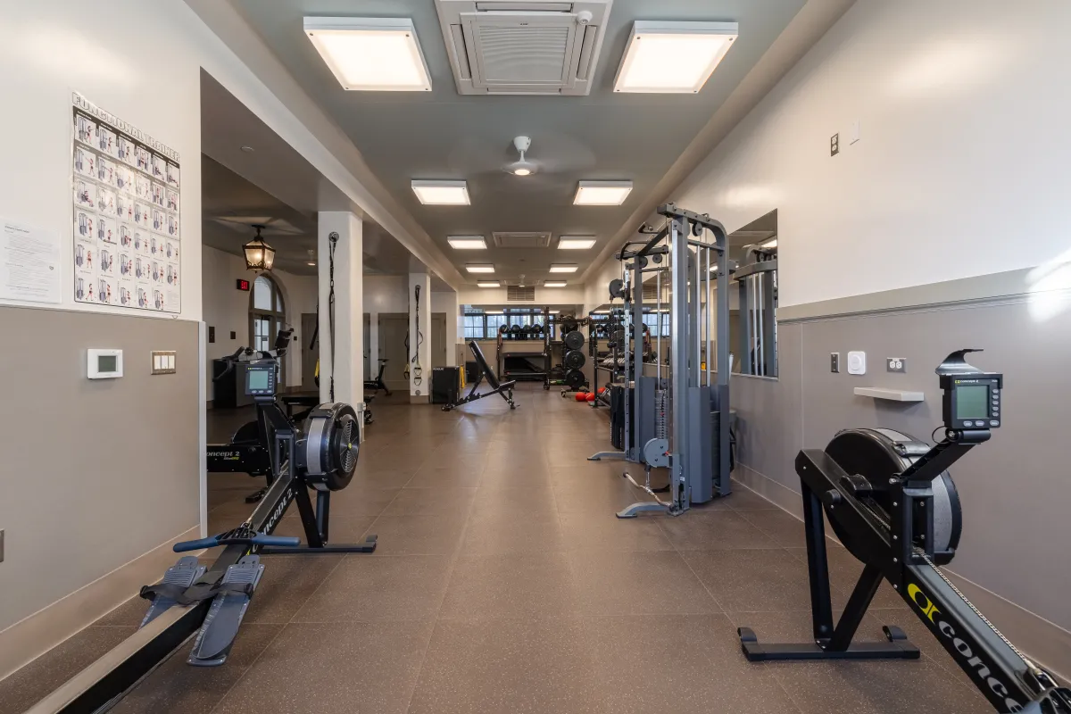 Fitness equipment at the Cabrillo Pavilion Fitness Room