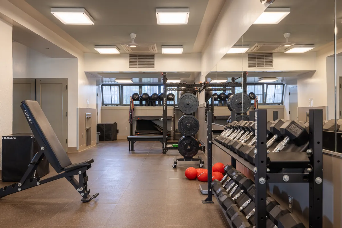 Fitness equipment at the Cabrillo Pavilion Fitness Room