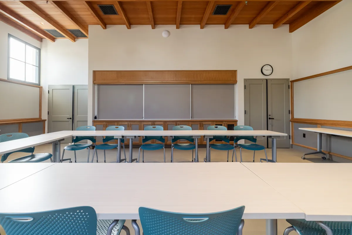 Training Room at the Cabrillo Pavilion with tables and chairs and whiteboards