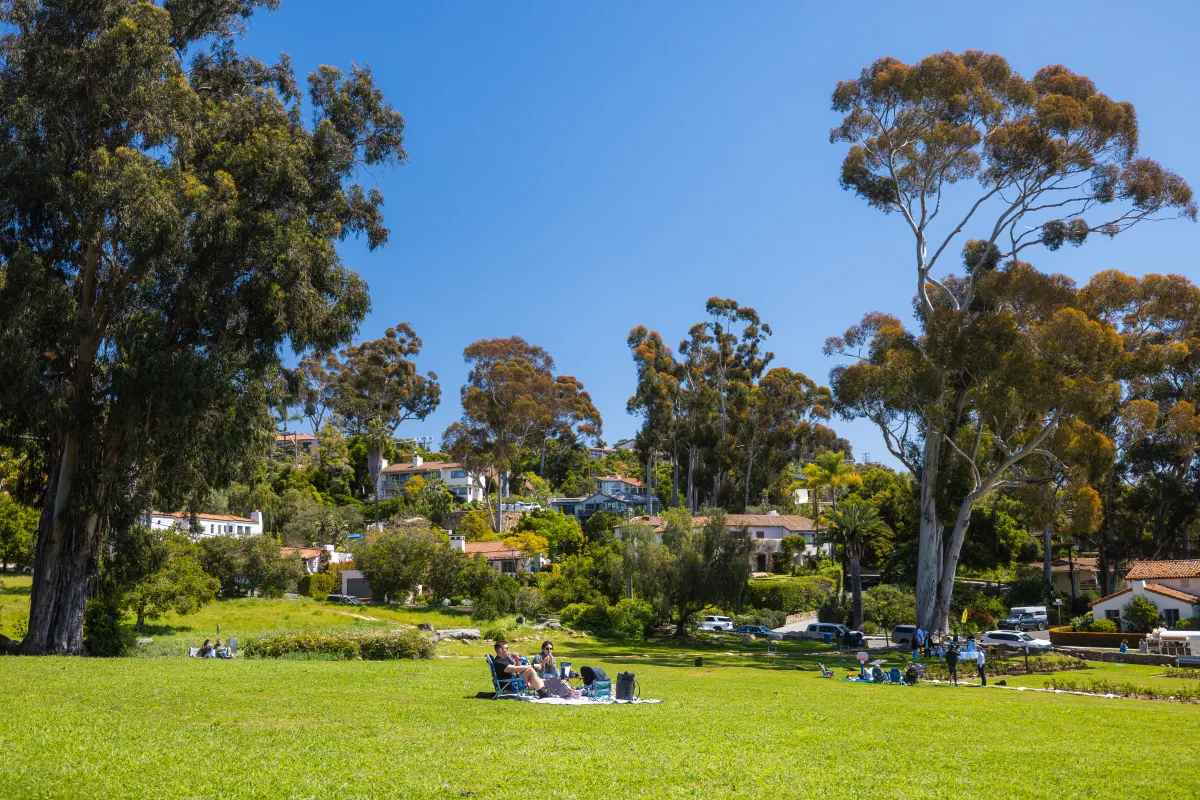 People gather for a picnic at Mission Historical Park