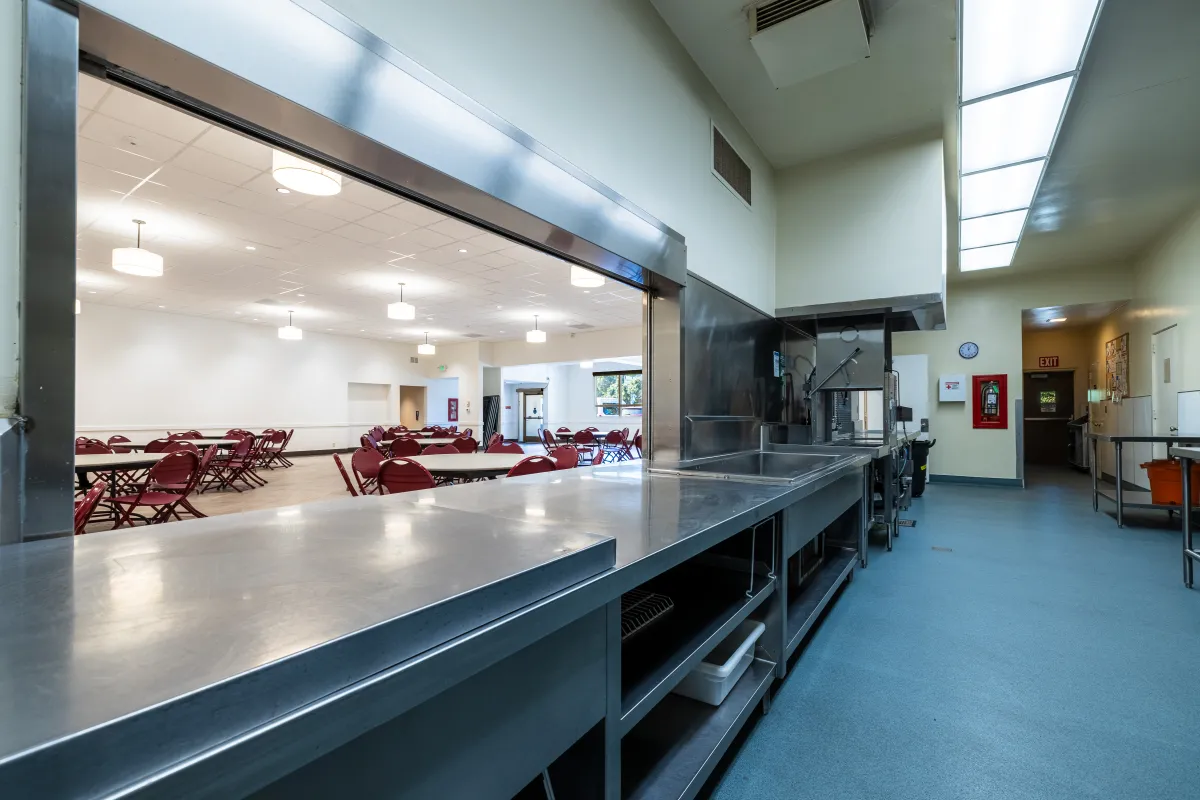 Westside Neighborhood Center kitchen with view of main room