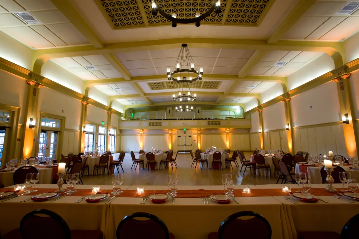 Carrillo Ballroom with tables set with white tablecloths