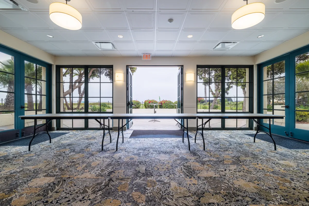 View of the patio from inside Palm Park Beach House