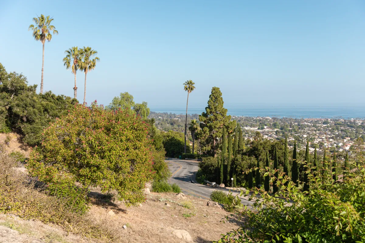 View of Santa Barbara city and waterfront from Loma Media Park