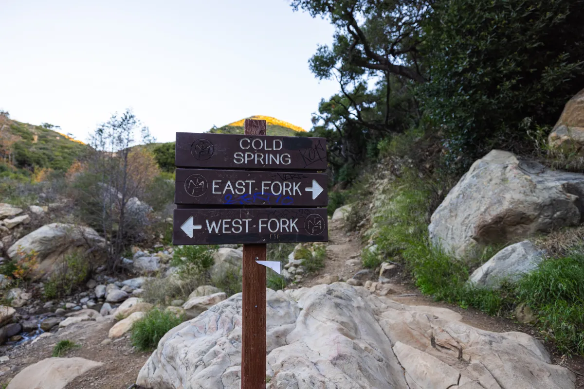 Cold Spring Trail East Fork and West Fork trail signs