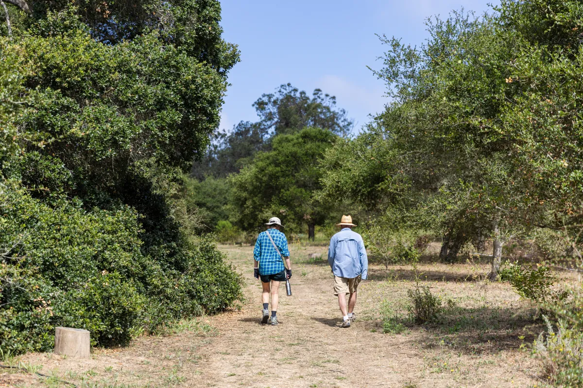 Two people hiking in Honda Valley Park