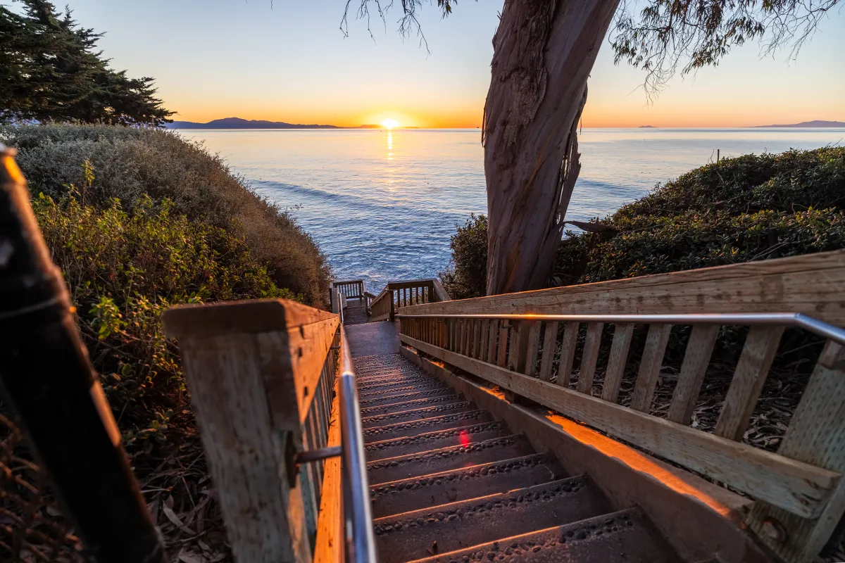 The view of the ocean and sunset from Shoreline Steps